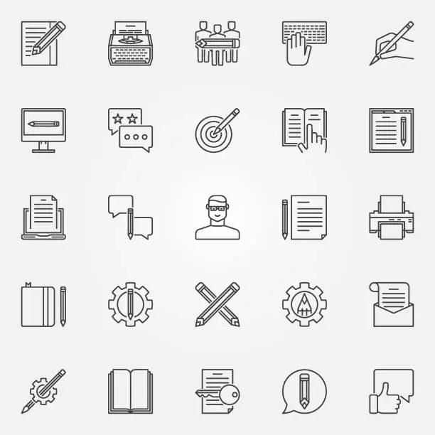 Vector illustration of Copywriting icons set