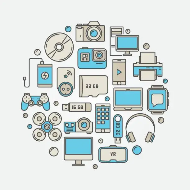 Vector illustration of Consumer electronics and gadgets illustration