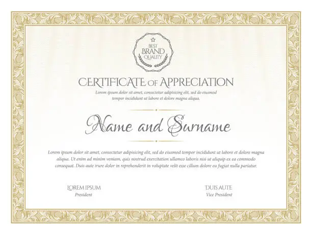 Vector illustration of Certificate template. Diploma of modern design or gift certificate.