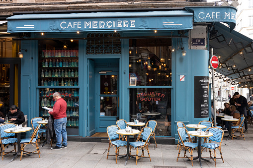 LYON, FRANCE, NOVEMBER 6, 2022 : famous  cafe Merciere in Lyon, France