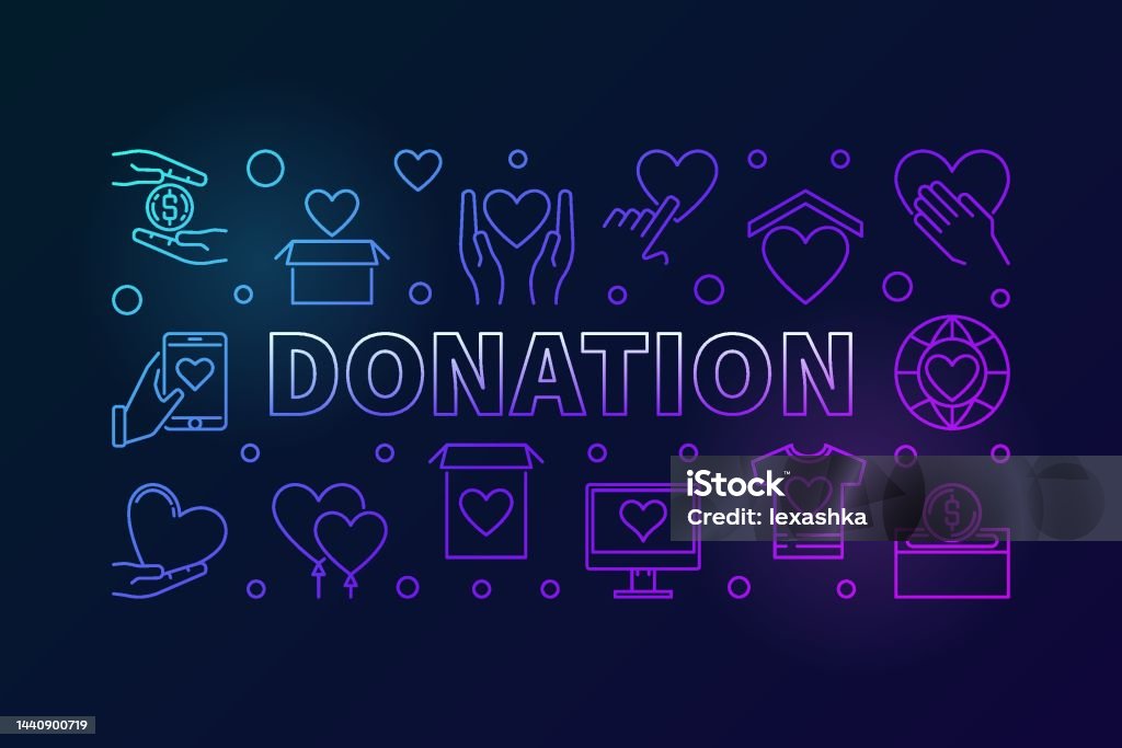 Donation Colorful Donation Colorful Horizontal Illustration Donating Vector Banner Stock ...