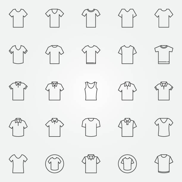 istock T-shirt icons set. Vector tshirt clothes outline signs 1440901483