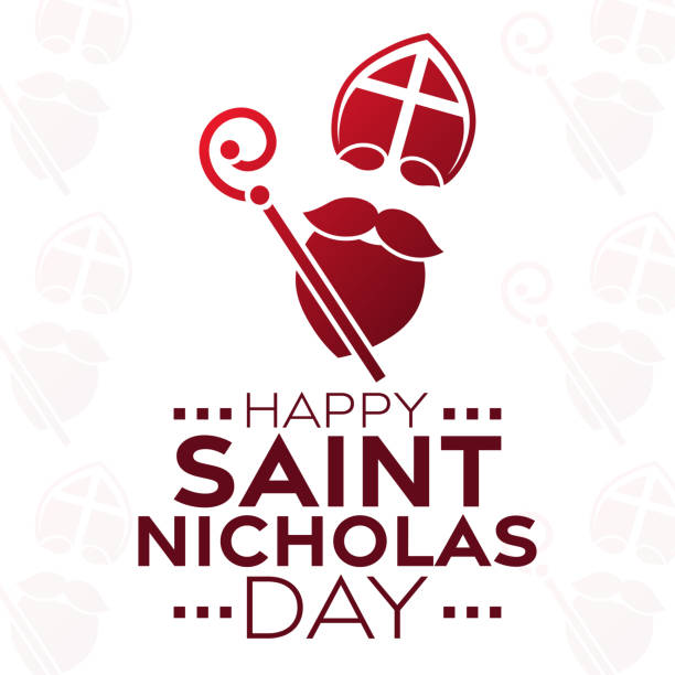 stockillustraties, clipart, cartoons en iconen met happy saint nicholas day. vector illustration. holiday poster. - sinterklaas mijter