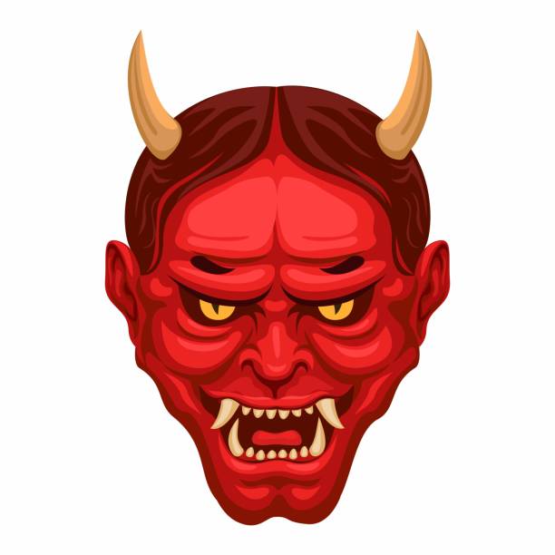 istock Hannya demon face character Japanese traditional culture mascot illustration vector 1440901846