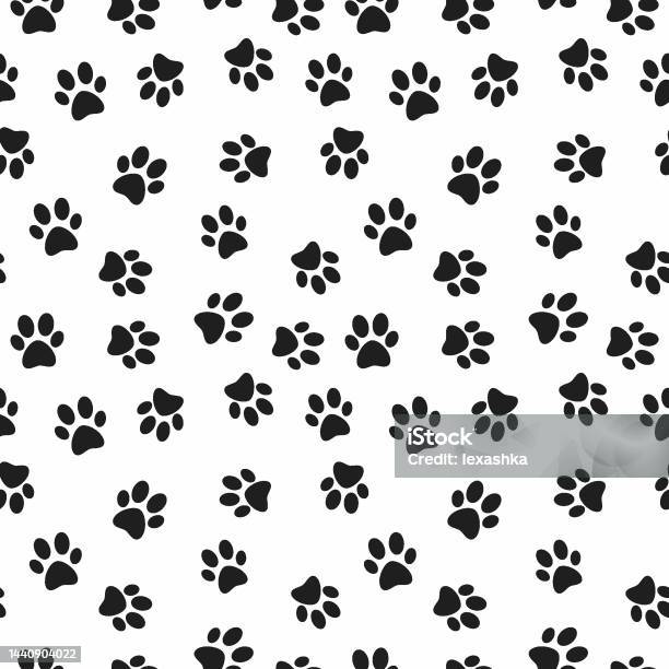 Dog Paw Print Vector Seamless Pattern Stock Illustration - Download ...