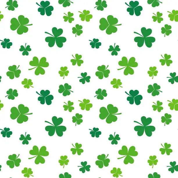 Vector illustration of Clover vector seamless pattern. St Patricks Day background