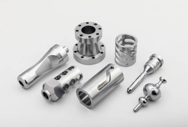 precision turned metal components  made on CNC machines for engineering applications precision metal components made on CNC machines for industrial applications machine part stock pictures, royalty-free photos & images