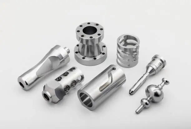 Photo of precision turned metal components  made on CNC machines for engineering applications