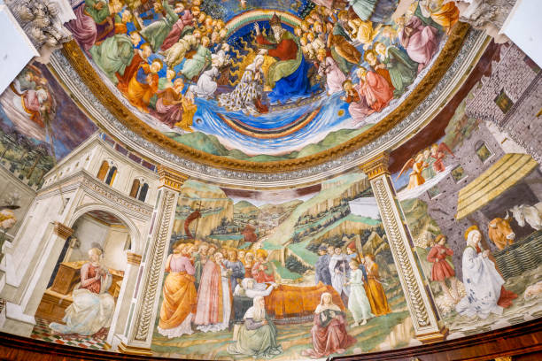 the stunning apse frescoed by filippo lippi inside the duomo in the medieval town of spoleto in umbria - spoleto bildbanksfoton och bilder