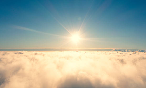 istock Aerial view white clouds in blue sky. View from drone. Aerial top view cloudscape. Texture of clouds. View from above. Panorama sky 1440909789