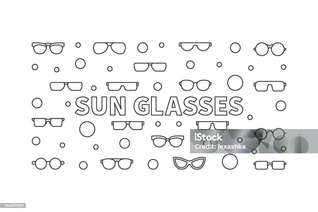 Spectacle Border Sun Glasses Vector Horizontal Outline Illustration Stock Illustration ...
