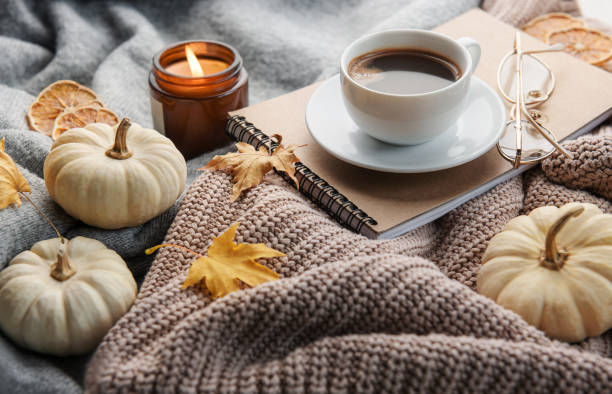 istock White pumpkins, coffee and autumn leaves 1440912315