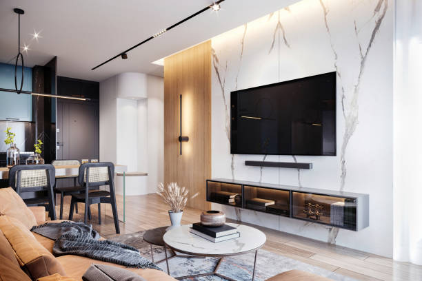 istock Modern apartment living room interior 1440915373