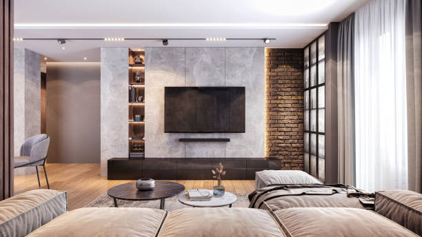 istock Loft apartment living room interior 1440915579