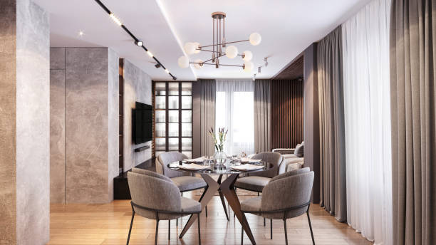 istock Dining room in modern apartment interior 1440915588