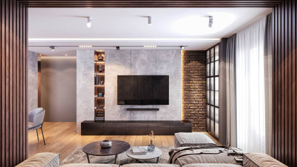 istock Loft apartment living room interior 1440915615