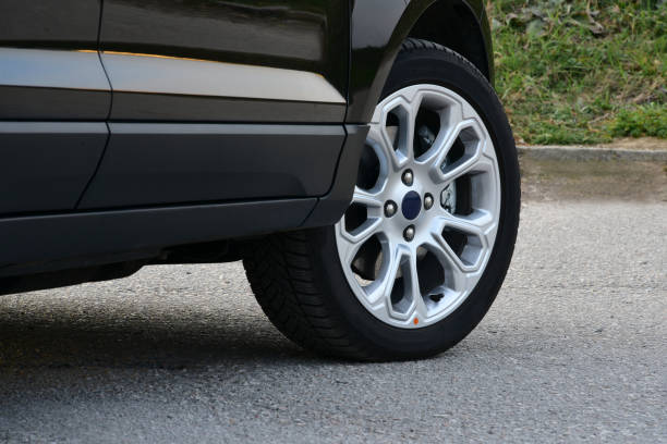 istock Tire and alloy wheel on this passenger car 1440920604