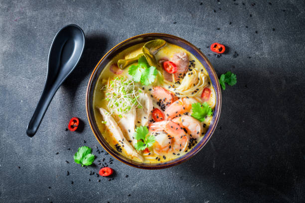 istock Delicious Malaysian Soup with prawns and chicken. 1440921397