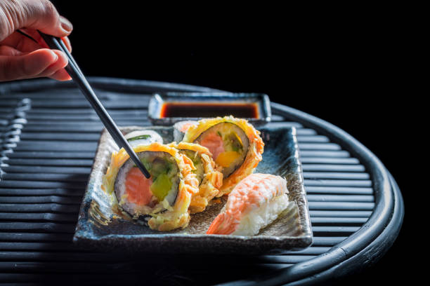 istock Aromatic na fresh sushi set served with wasabi. 1440921610