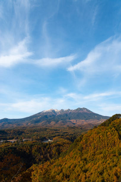 istock Autumn leaves forest and Mount Ontake 1440923000