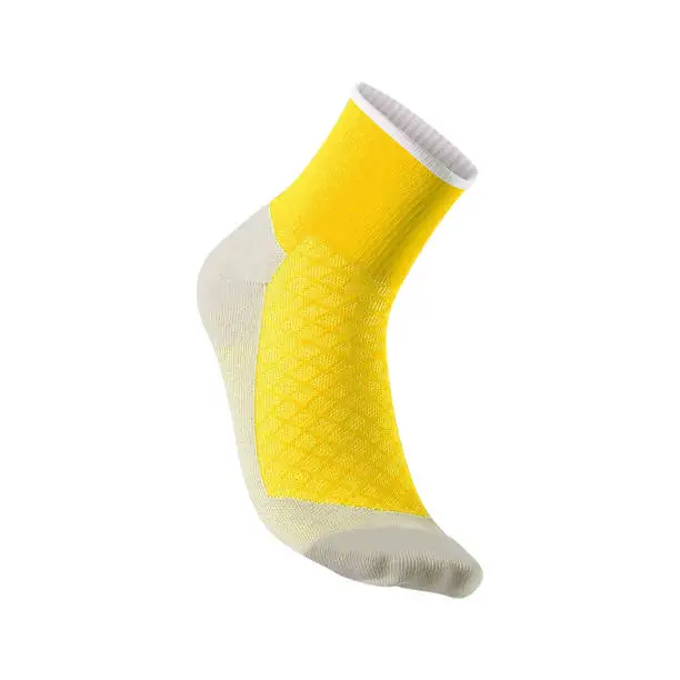 yellow soccer sock isolated on white
