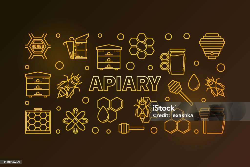 Apiary And Math Apiary And Beekeeping Vector Colored Linear Illustration Stock ...