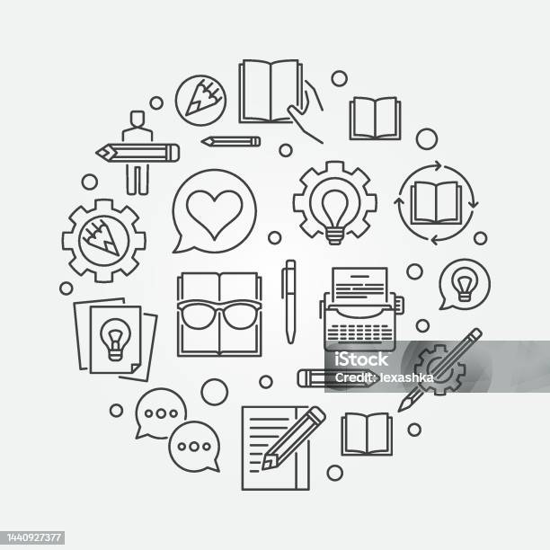Rayariddare Writing Vector Creative Writing Vector Round Linear Illustration Stock Illustration ...