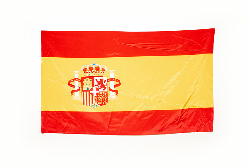 Spanish national flag isolated white background