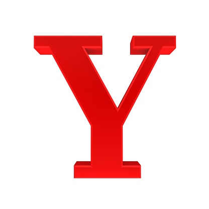 Y letter red sign 3d