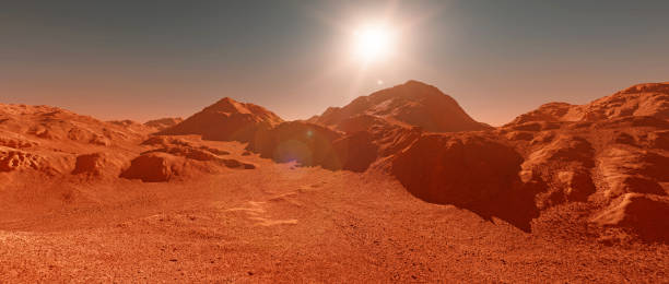istock Mars planet background, 3d render of imaginary mars planet terrain 1440932523