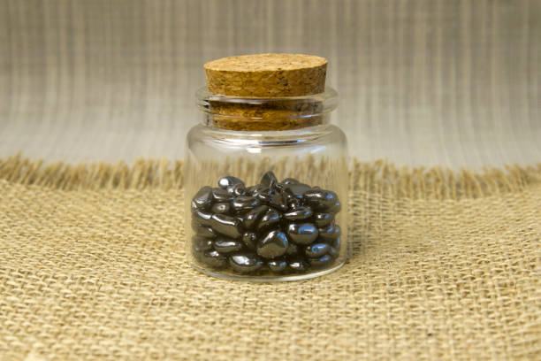 Hematite mineral texture as nice natural texture background close up top view