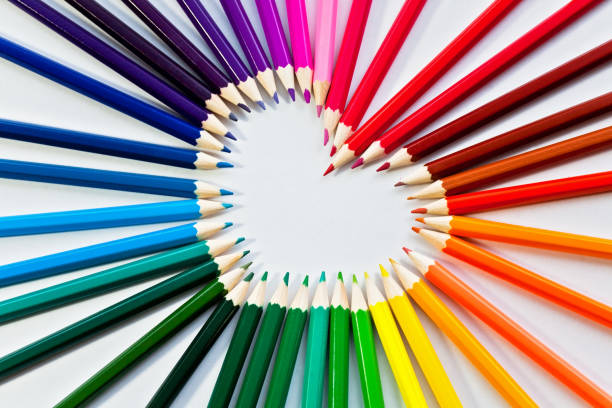 Heart made of colored pencils