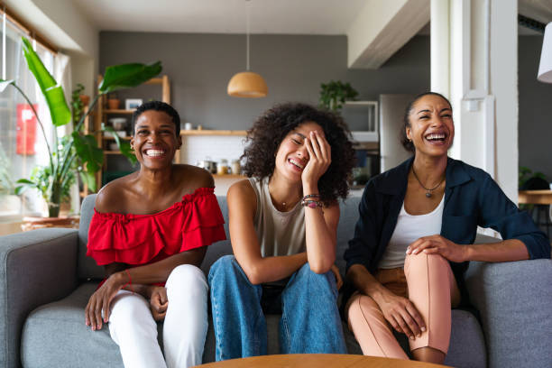 istock Three mixed race hispanic and black women bonding at home 1440934153