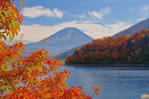 Lake Motosu is one of Fuji Five Lakes, located in Fuji-kawaguchiko, Yamanashi Prefecture. Mt. Fuji is registered as UNESCO World Heritage site.