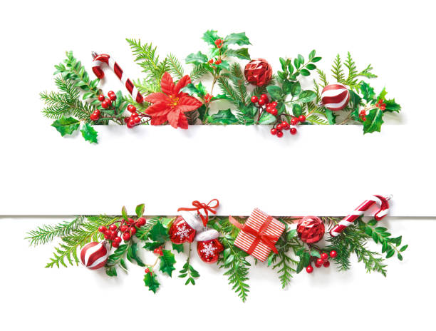 istock Christmas tree branches and decorations with blank card and space for text 1440939770