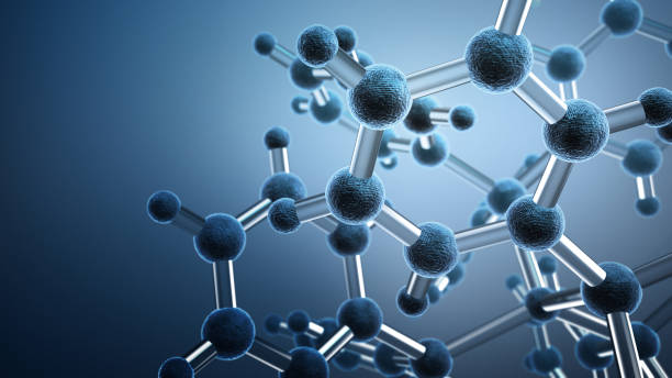 background scientifico con molecola o atomo - virus dna molecule molecular structure foto e immagini stock