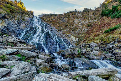 Balea waterfall. Transylvania, Carpathian mountain range, Romania, Europe.