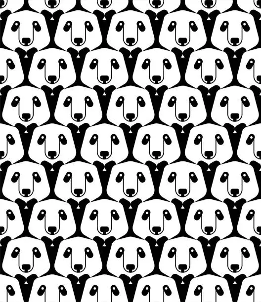 Vector illustration of Panda black and white pattern seamless. Pandas background