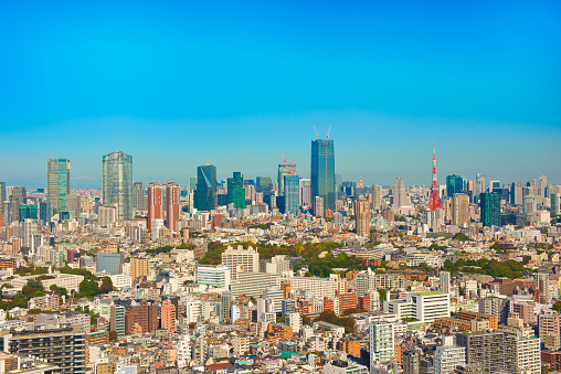 Osaka cityscape seen from the top of skyscrapers