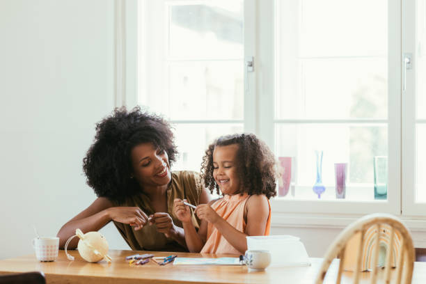 istock Mother And Her Daughter Drawing Together 1440949712