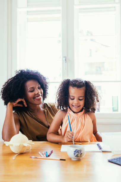 istock Mother And Her Daughter Drawing Together 1440949715