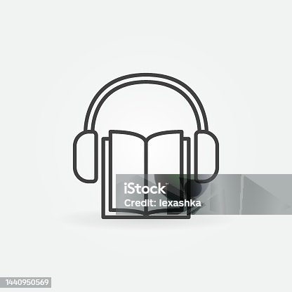 istock Book with headphones icon 1440950569