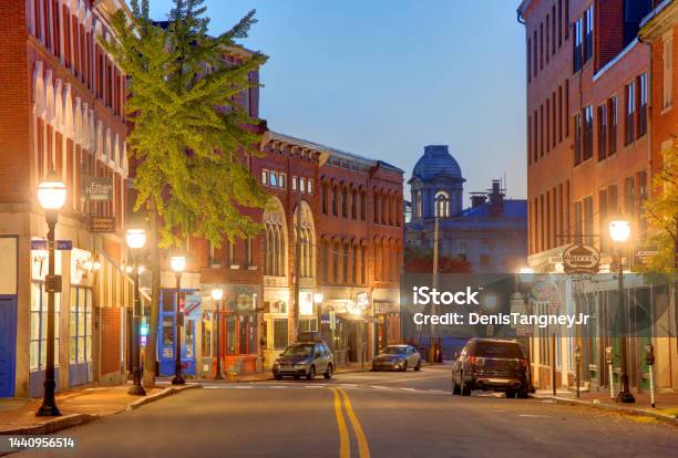 Downtown Portland Maine Stock Photo - Download Image Now - Portland - Maine, Downtown District, Street