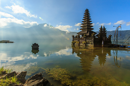 Morning scene at Batur lake, Bali Indonesia.