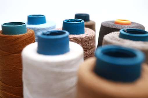Sewing thread detail, copy space, full frame - Stock photo