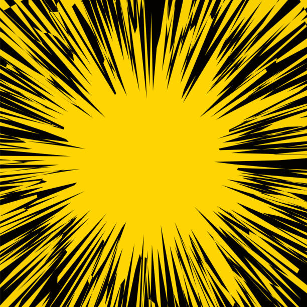 노란색 폭발 플래시, 만화 폭발, 어두운 배경에 별 폭발 - moving up flash stock illustrations