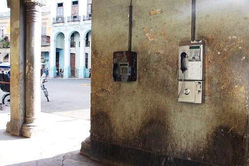 Cuba - la Havana- old Havana - old telephone booth in the old town