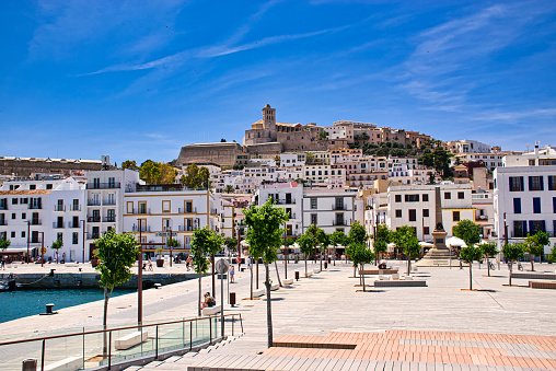 The buildings on the coast during the daytime in Ibiza