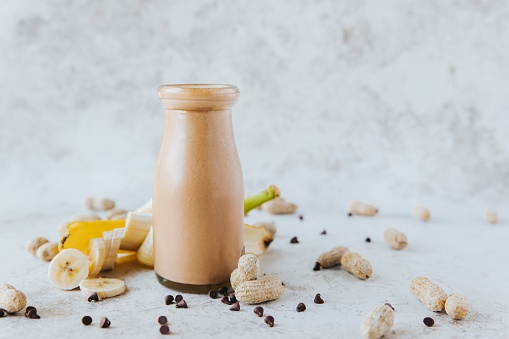 The banana milkshake with butter and peanuts