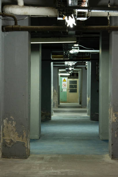 istock Underground Hallway, fluorescent light illumination. Subsoil. High Iso photo. 1440972699